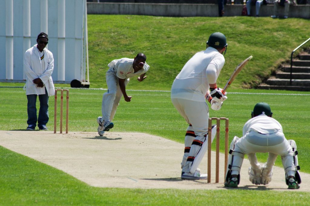 cricketers playing a game
